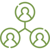 Icon with Three People Connected by a Network