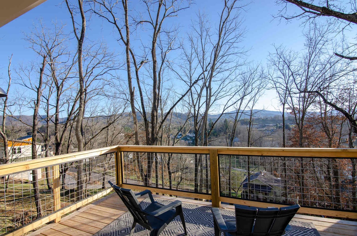 Scenic view from custom-built deck in Canton, NC by Kaizen Homes