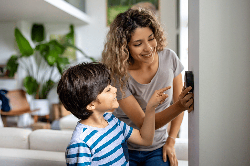 Family using Smart Thermostat