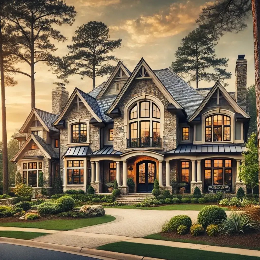 A luxury home with large windows