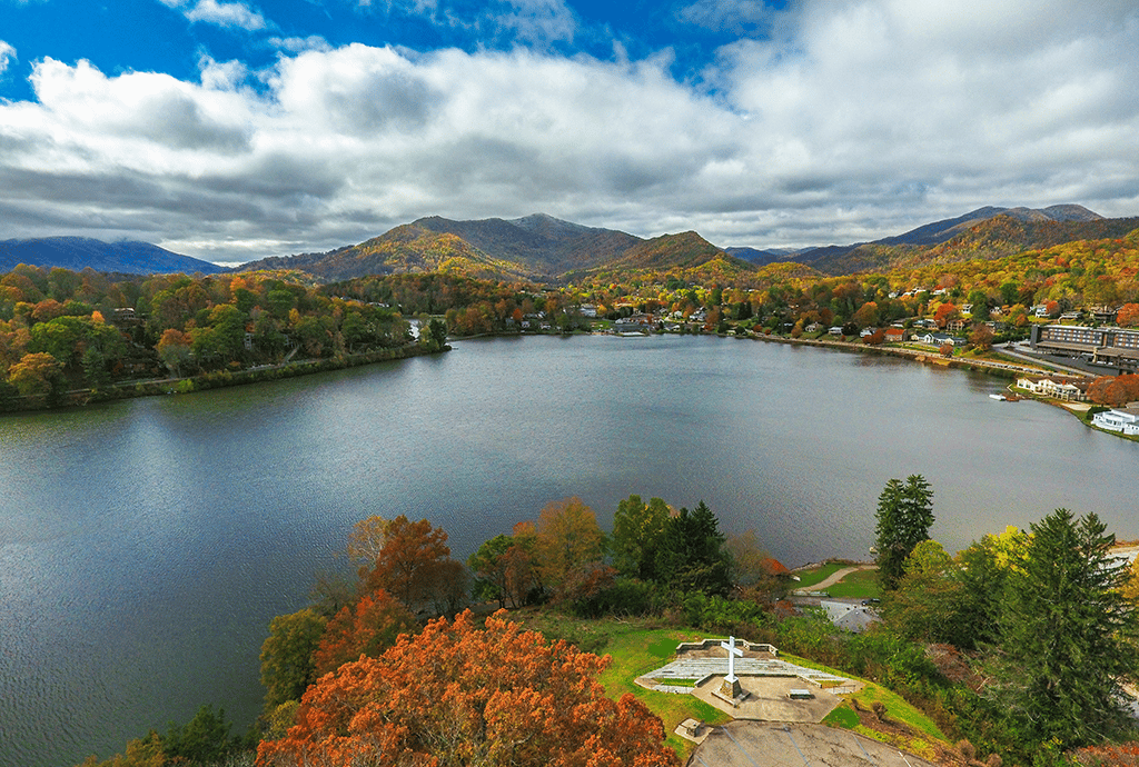 Fall over Lake Junaluska in Waynesville NC