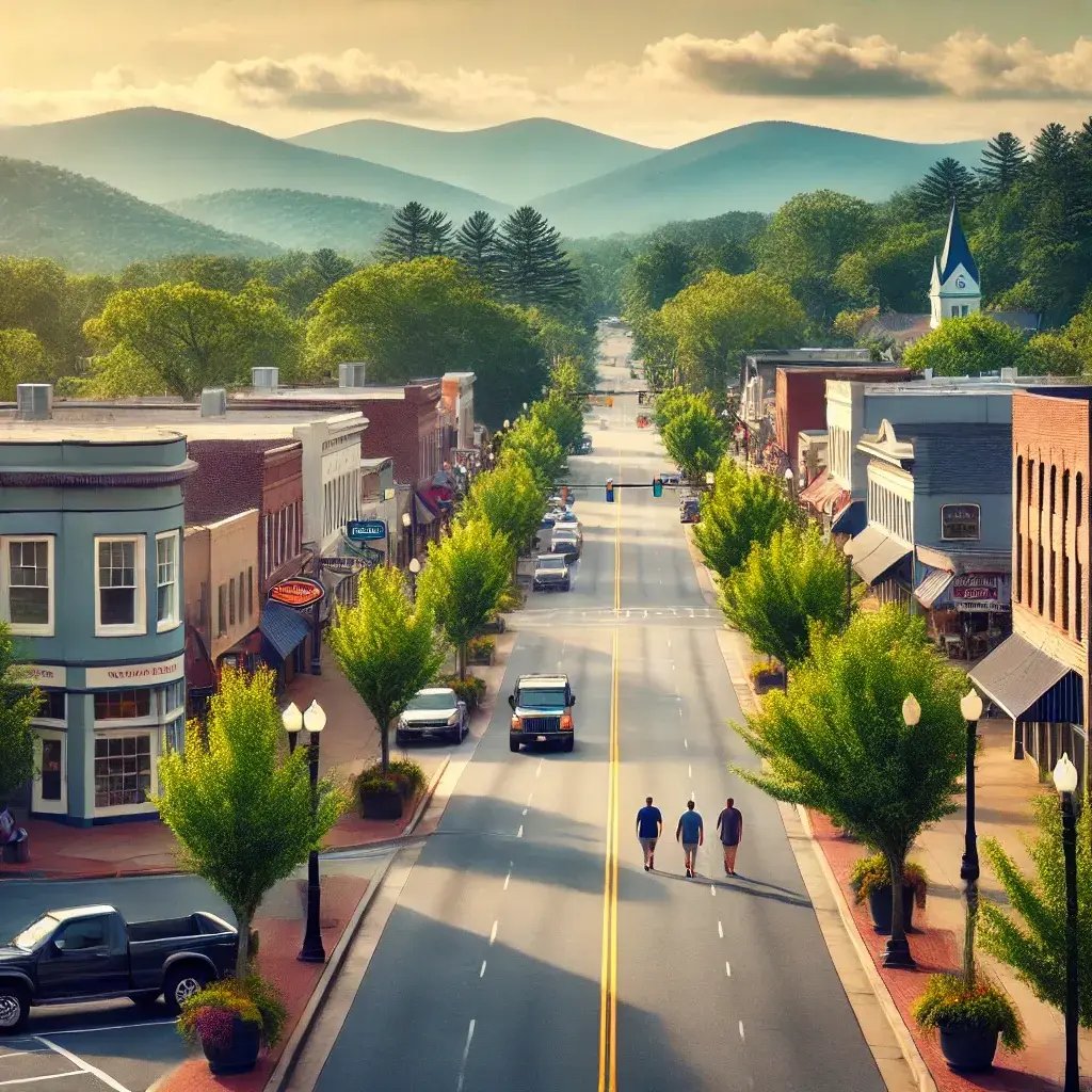 Scenic View of Downtown Weaverville NC