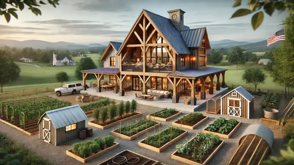 Multi level lot on sloping lot overlooking a valley