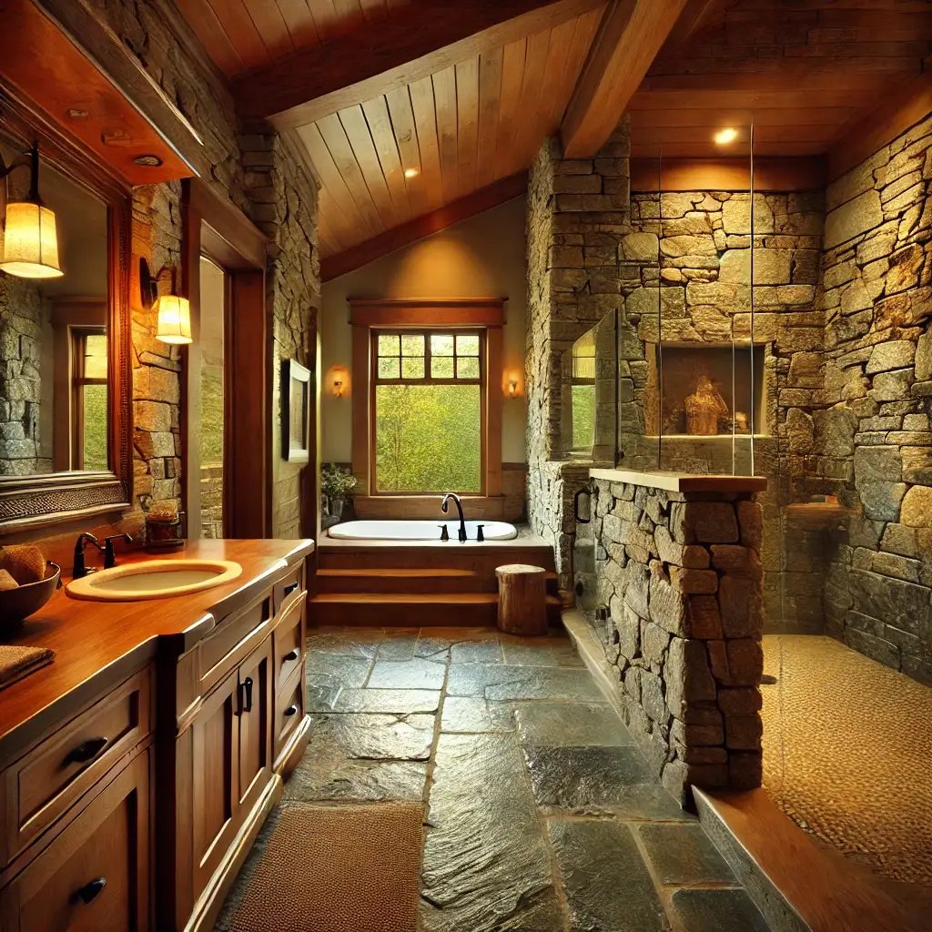 Cratsman home with a warm, natural bath.