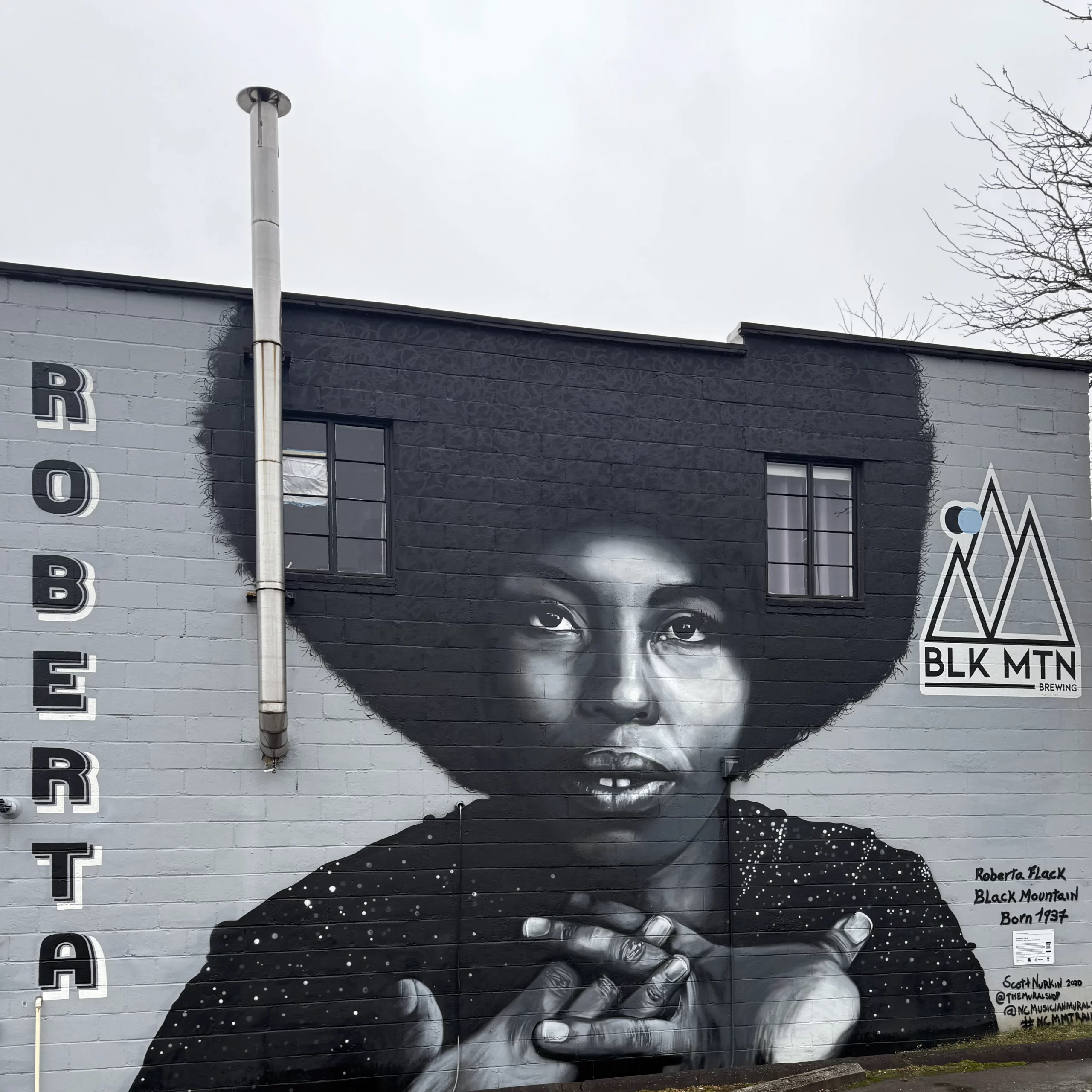 Roberta Flack mural at Black Mountain Brewing